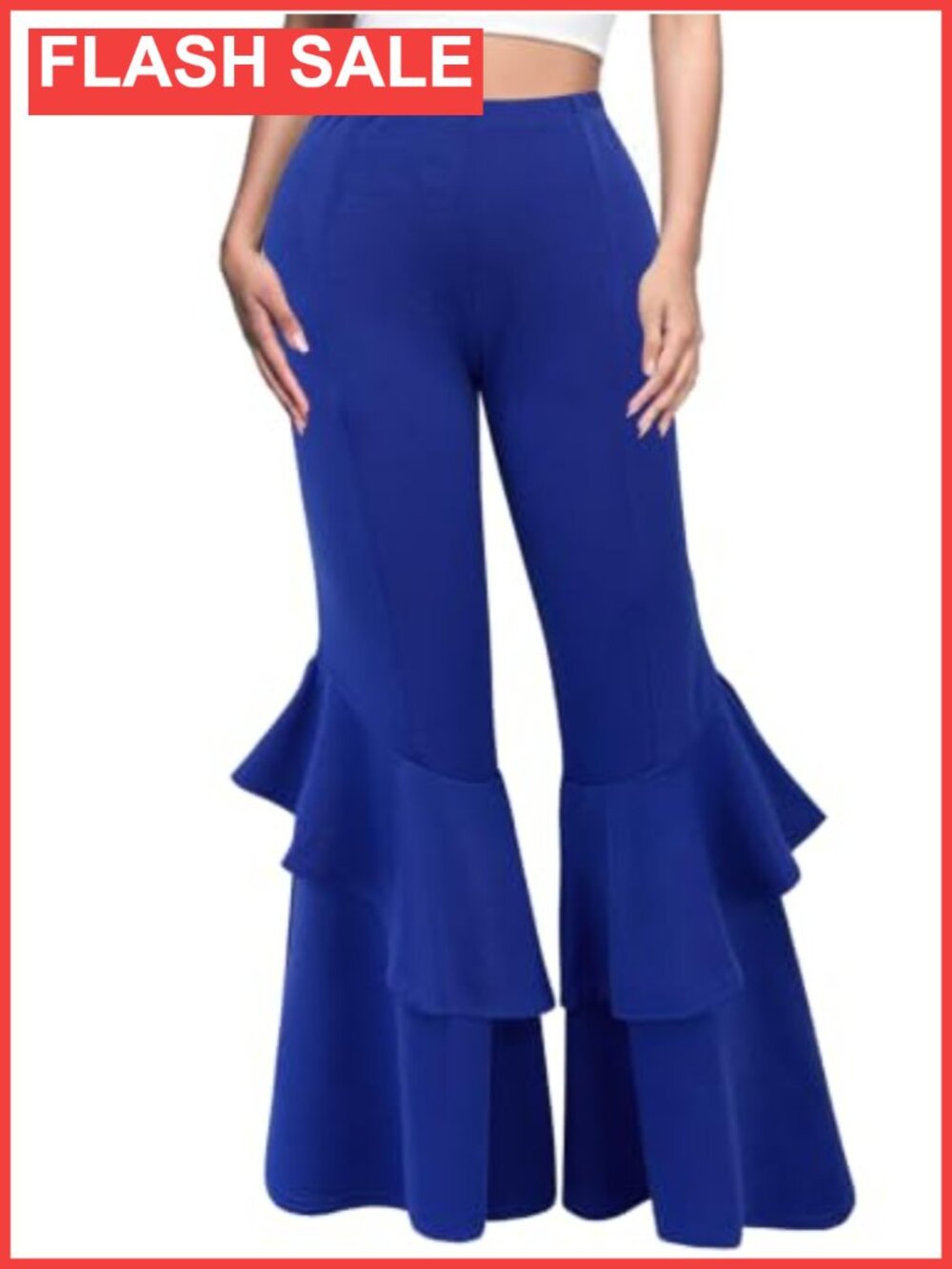 High Waisted Ruffle Flare Fit Wide Leg Palazzo Trousers